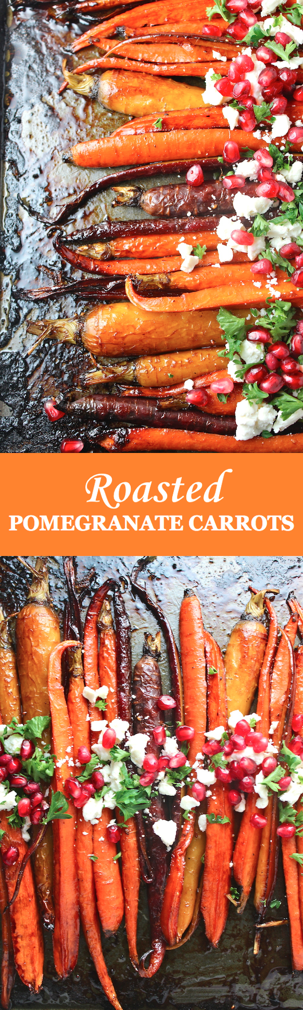 These perfectly caramelized Roasted Pomegranate Carrots are dressed up with pomegranate molasses! | The Millennial Cook #sidedish #vegetables #carrots #roastedcarrots #pomegranate