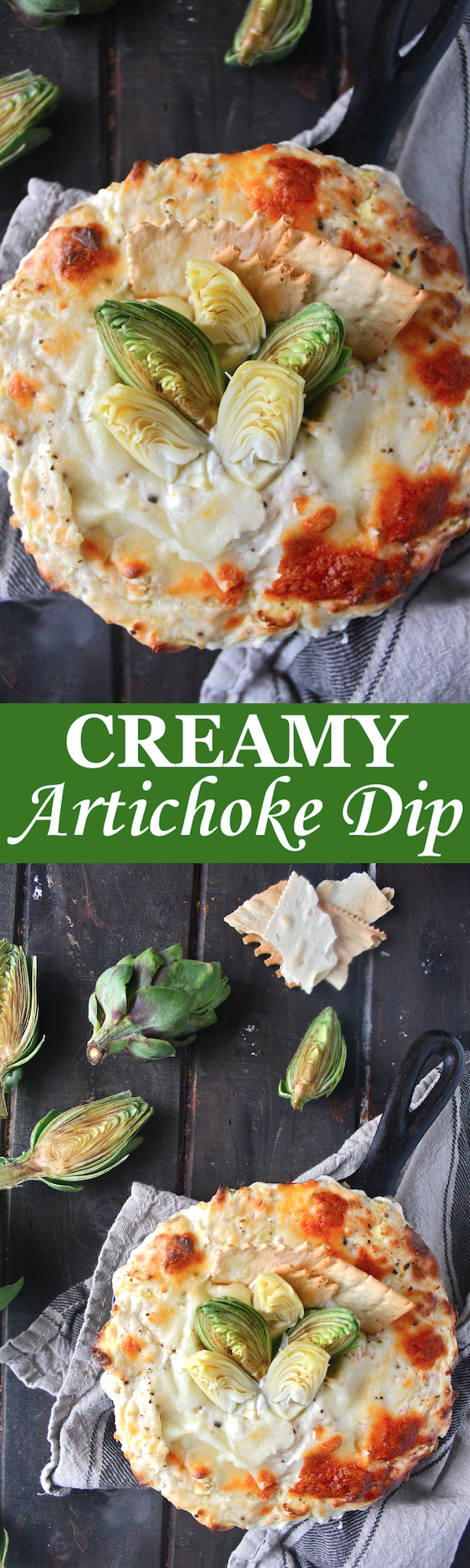 This Creamy Artichoke Dip - with lots of tangy cream cheese, rich mozzarella, and chopped artichokes - is a decadent and delicious party appetizer! | The Millennial Cook #appetizer #artichokedip #artichoke #creamcheese