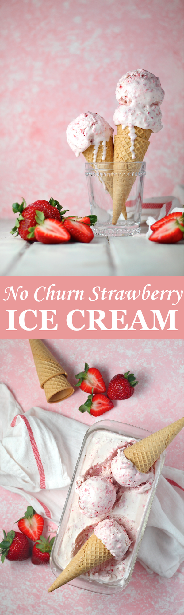 This No Churn Strawberry Ice Cream is a fantastic sweet, fruity, and creamy homemade dessert! | The Millennial Cook #spring #springrecipe #icecream #strawberry